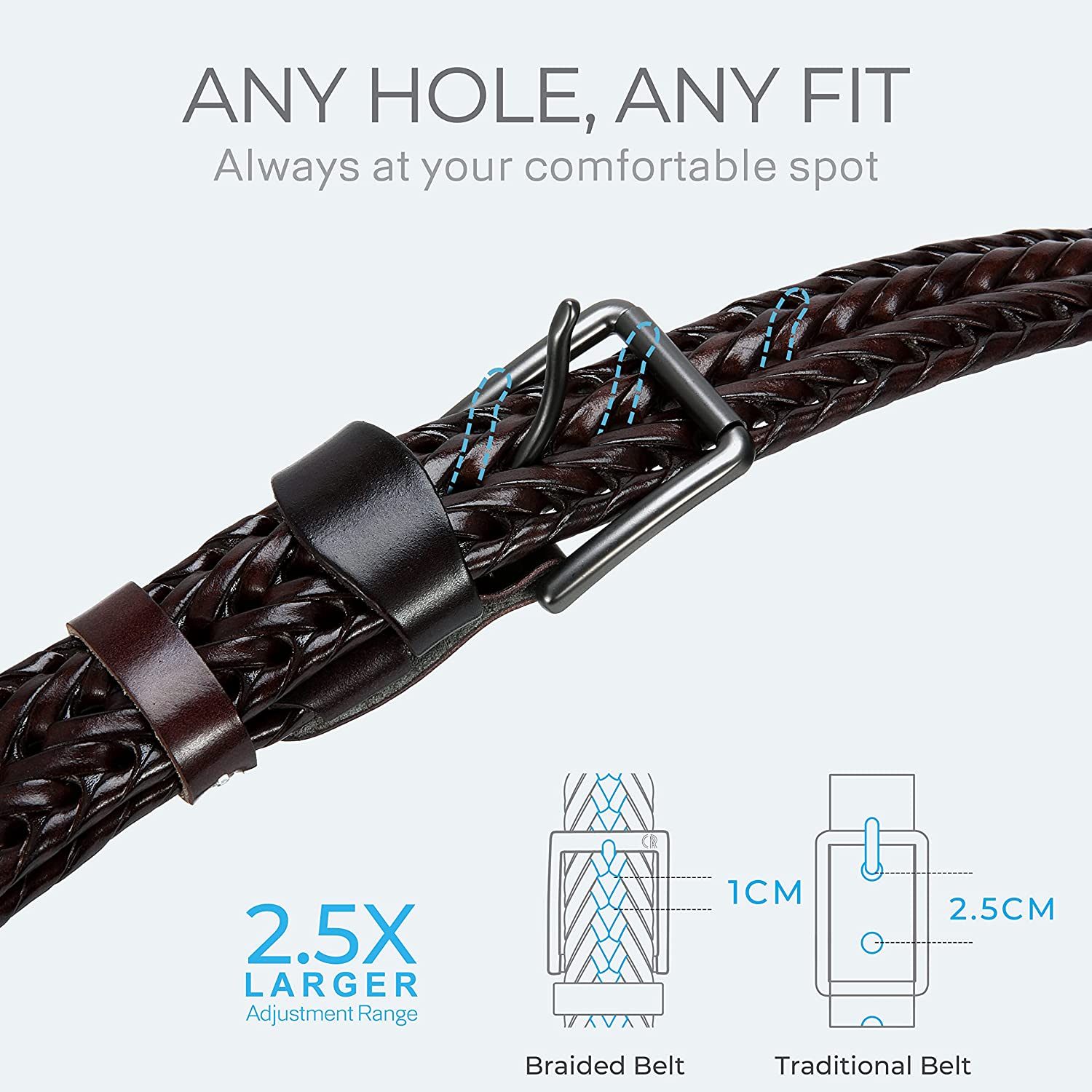 CHAOREN Braided Belt for Men - Mens Belt Leather 1 3/8" for Casual Jeans - Hand Woven Make Your Gift Awesome - Image 6